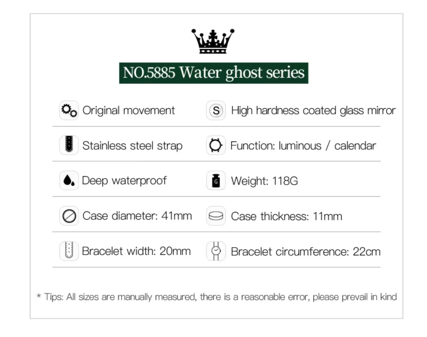 OLEVS Luxury Stainless Steel Band Quartz Watch Luminous & Deep Water Proof