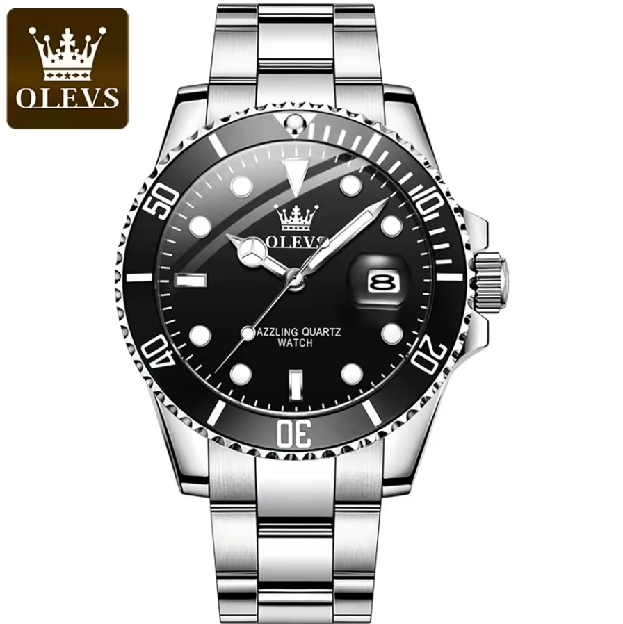 OLEVS Luxury Stainless Steel Band Quartz Watch Luminous & Deep Water Proof