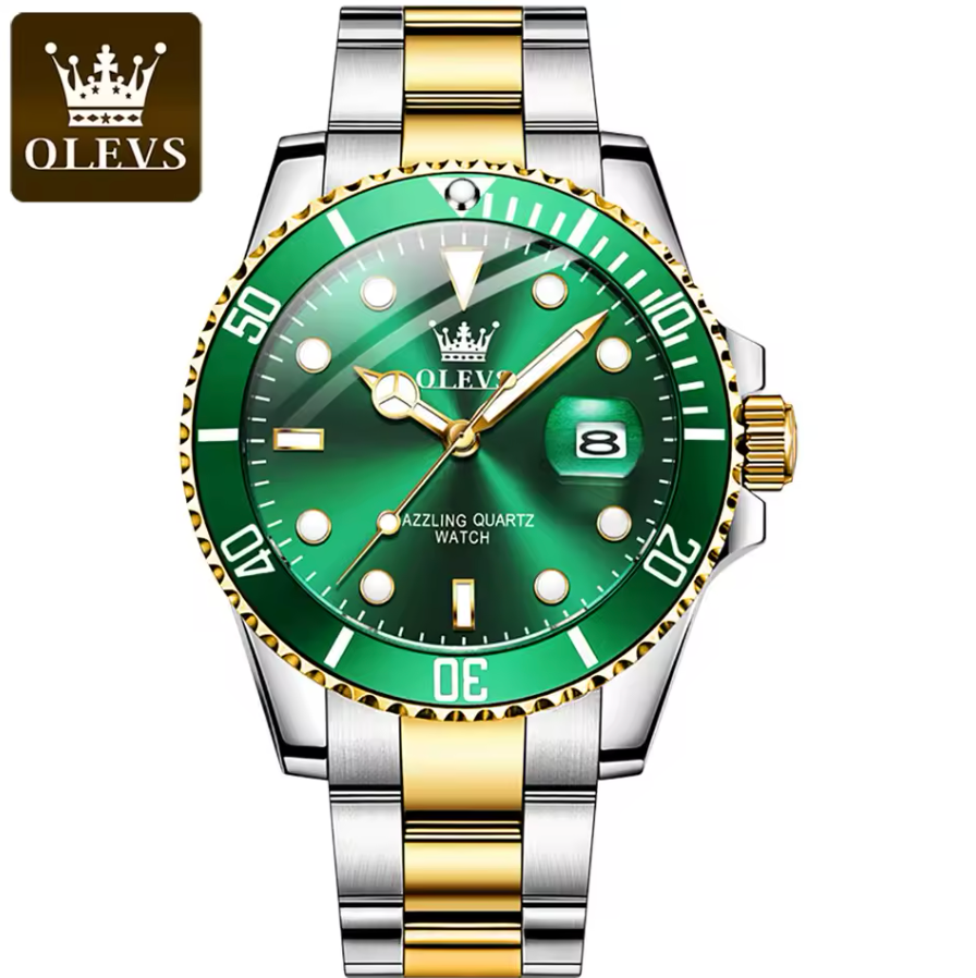OLEVS Luxury Stainless Steel Band Quartz Watch Luminous & Deep Water Proof
