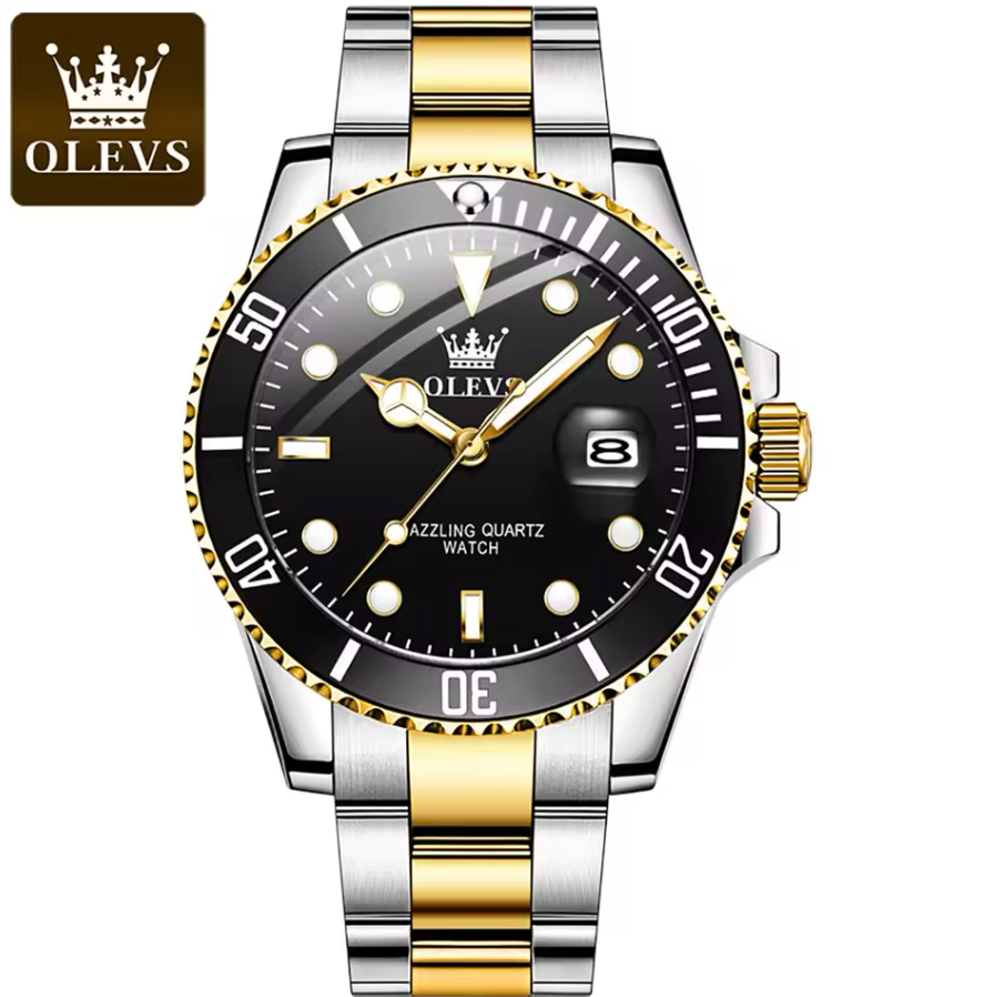 OLEVS Luxury Stainless Steel Band Quartz Watch Luminous & Deep Water Proof