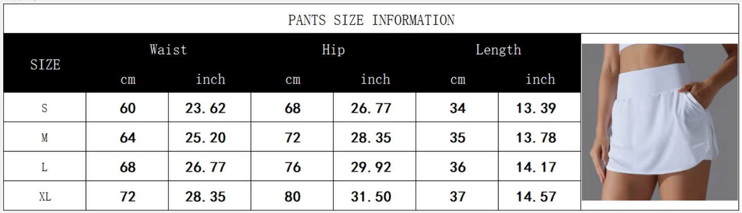 Woman's Athletic Yoga, Tennis Spandex Skirts With Inside Pocket