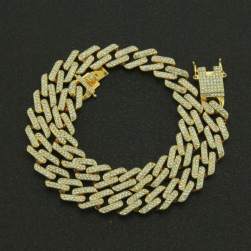 Mens Fashion Miami Cuban Link Colored Diamond Gem Necklace