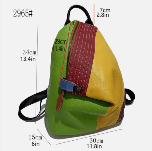 European Style Genuine Cowhide Leather Custom Designed Multicolor Back Pack