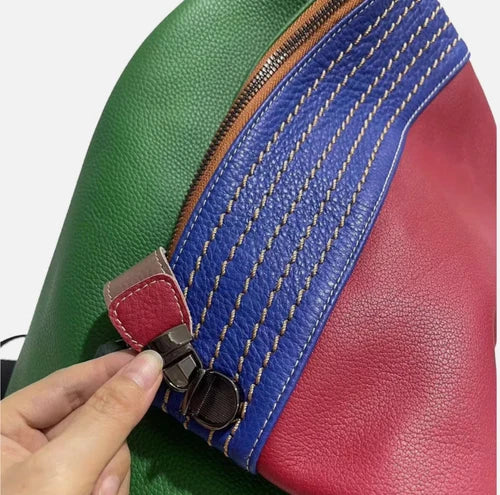 European Style Genuine Cowhide Leather Custom Designed Multicolor Back Pack