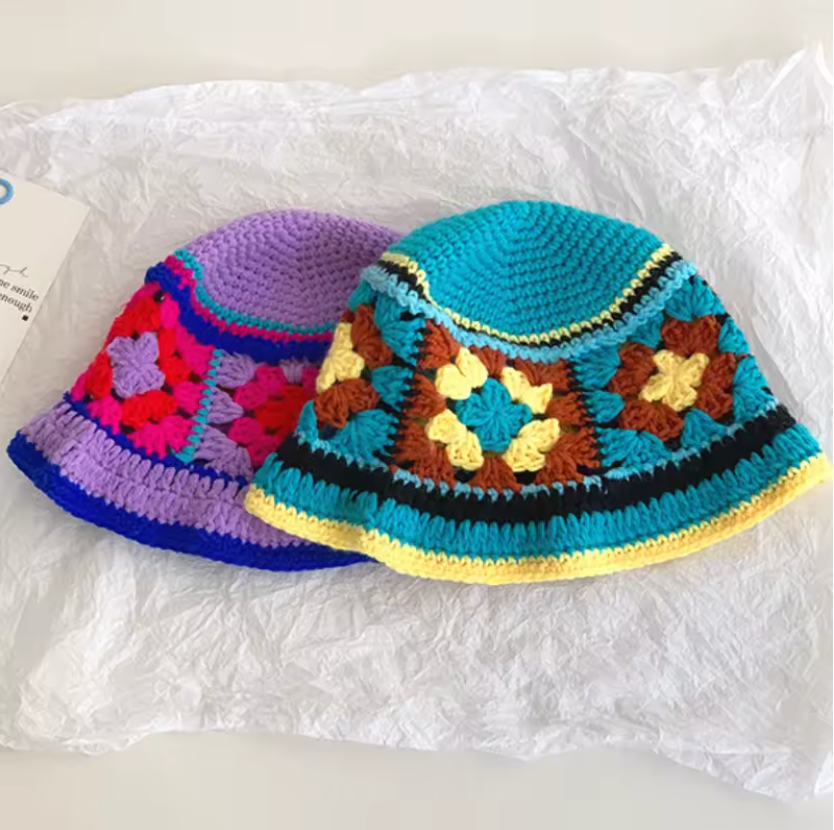 Old Fashioned Knitted Creative Colorful Designed All Season Womens Bucket Hat