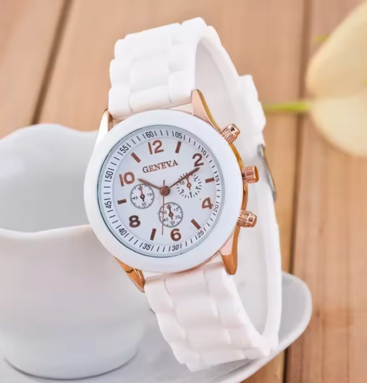 Womens Silicone Adjustable Strap Bright Poping Color Quartz Watch