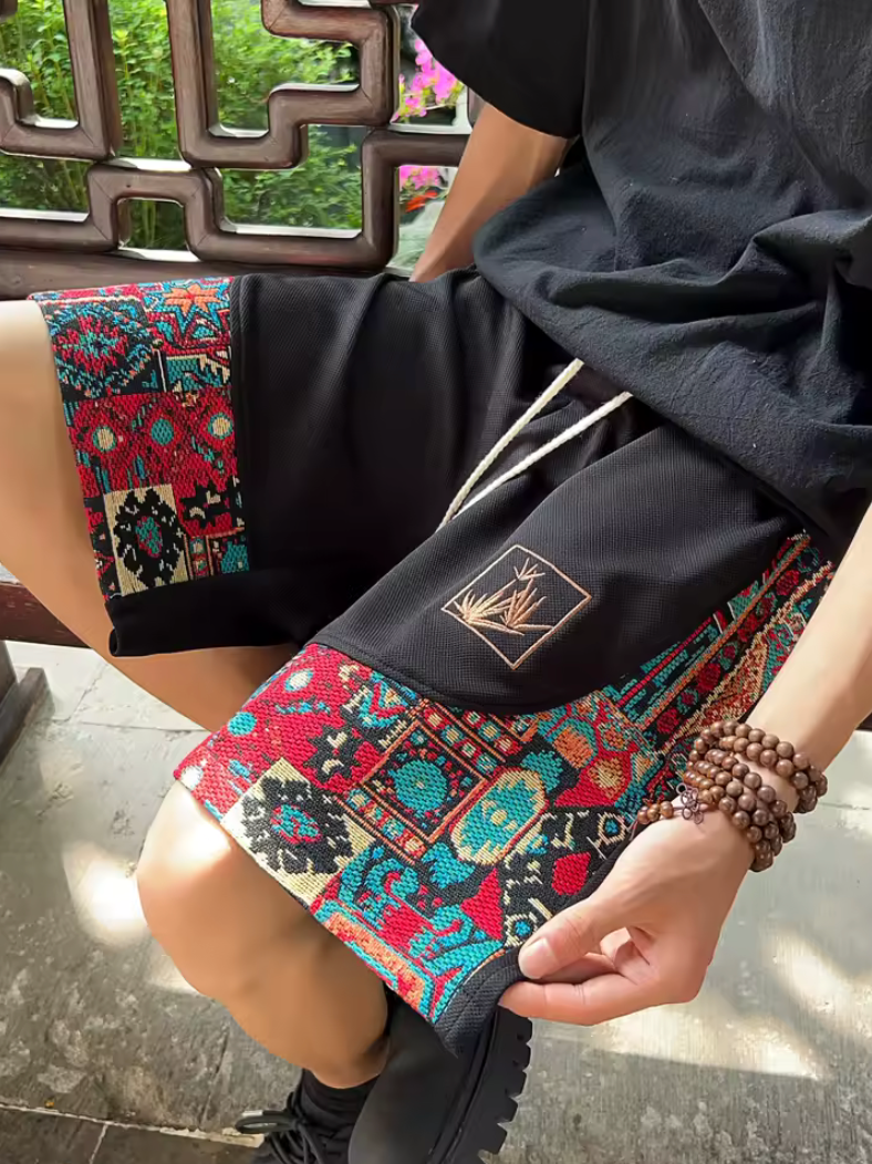 Unique Style Print Casual Shorts Draw String Artistic Fashion