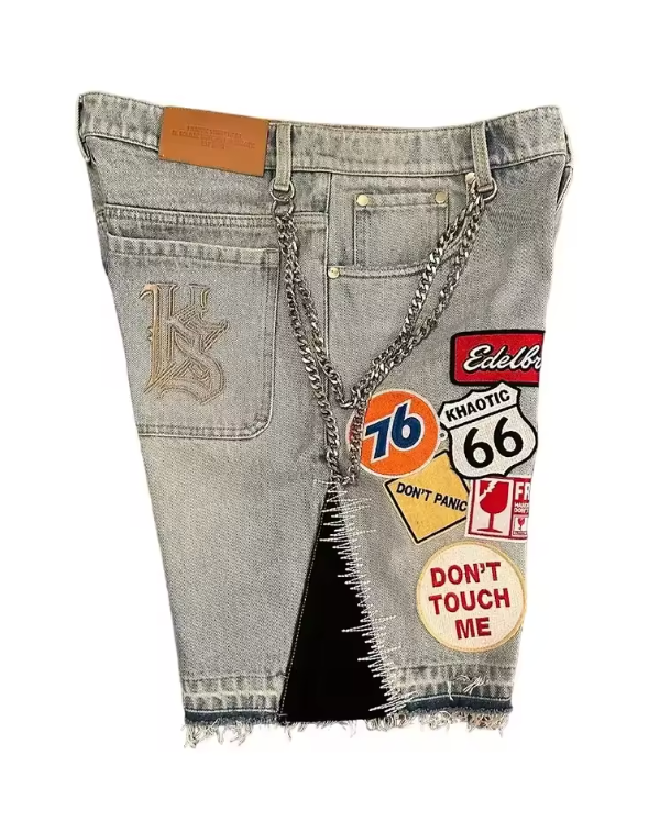 Unisex Retro Jorts Graphic Logos Design Denim Bermuda Style Casual Jean Shorts