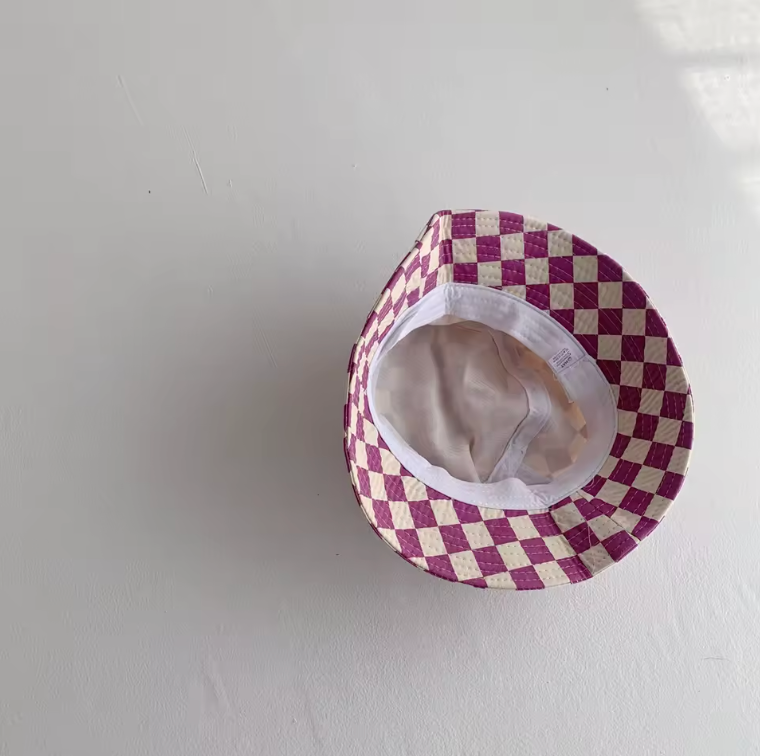 Unisex Checkered Bucket Hat 51cm Circumference Trendy Style Hat