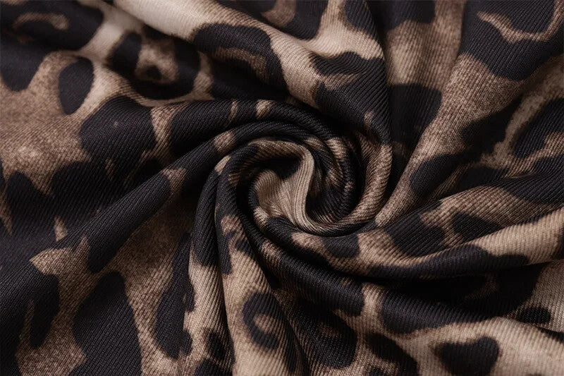 Womens Leopard Print Classy Dress Tight Body Style Fitting Summer Pullover Dress