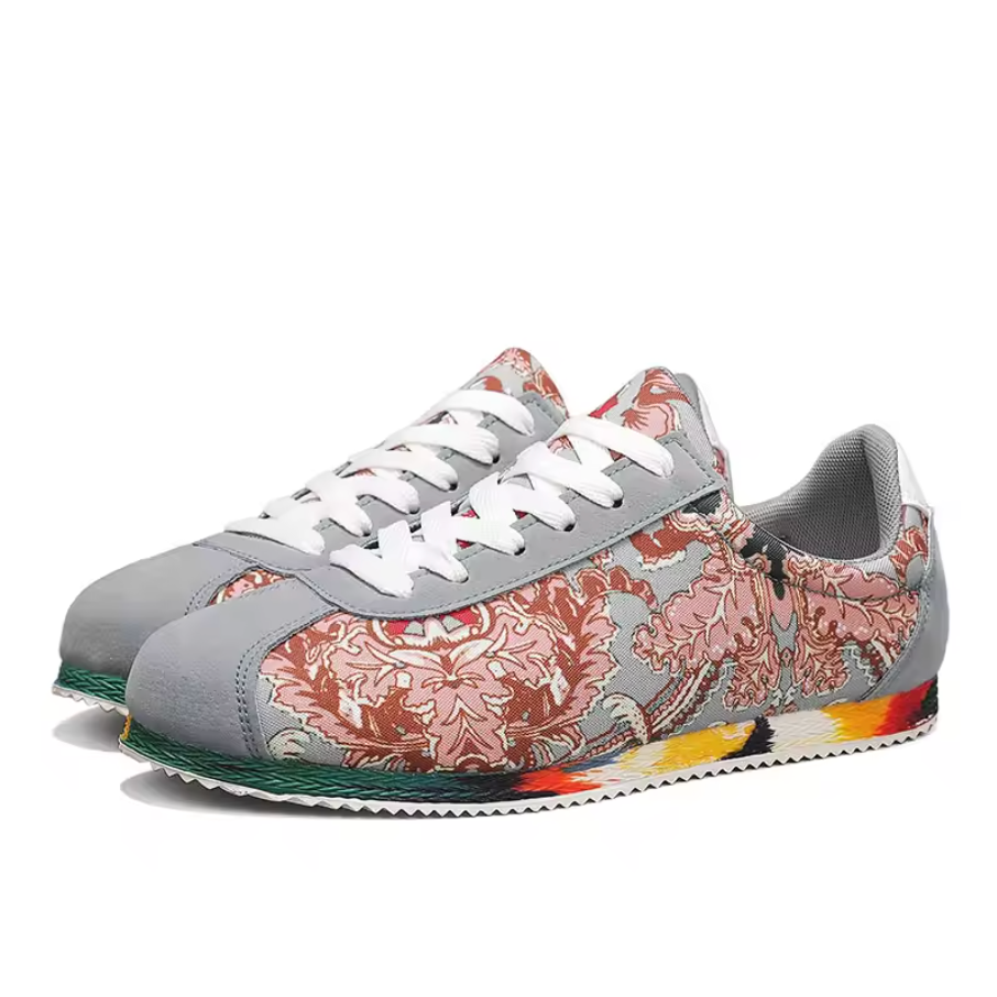 Unique Design Casual Floral Pattern Mens Flat Low Top Shoes