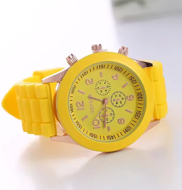 Womens Silicone Adjustable Strap Bright Poping Color Quartz Watch
