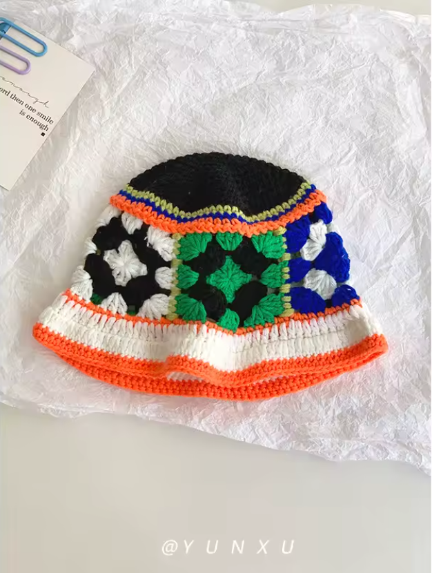Old Fashioned Knitted Creative Colorful Designed All Season Womens Bucket Hat