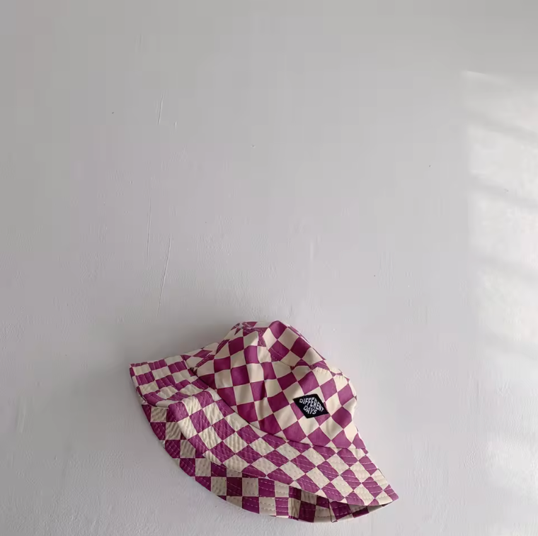 Unisex Checkered Bucket Hat 51cm Circumference Trendy Style Hat