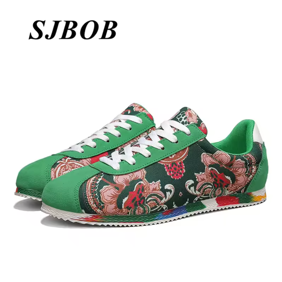 Unique Design Casual Floral Pattern Mens Flat Low Top Shoes