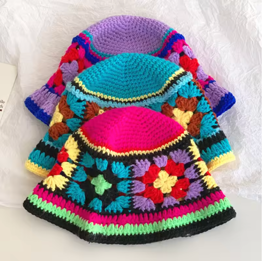 Old Fashioned Knitted Creative Colorful Designed All Season Womens Bucket Hat