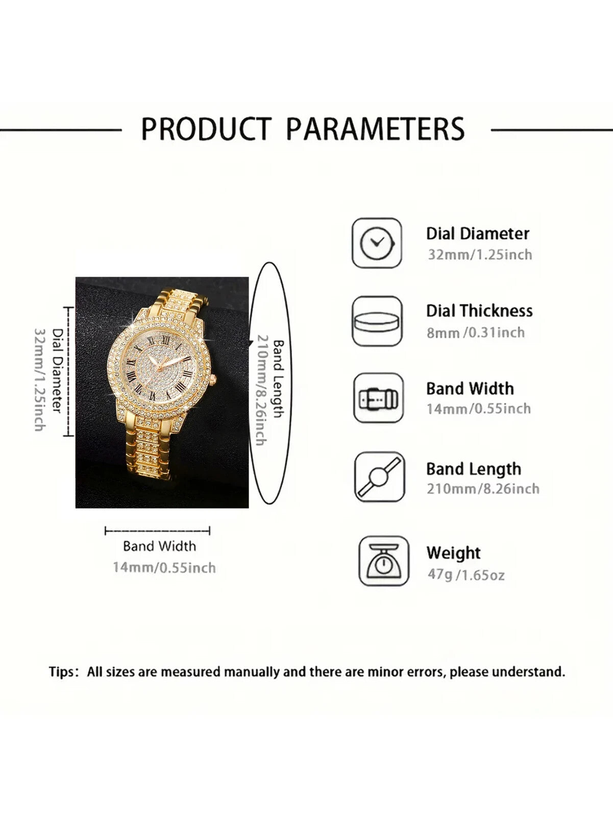 Iced Out Watch And Bracelet 2pc Luxury Jewelry Set Gold Or Silver