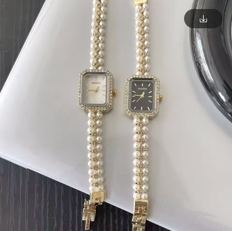 Womens Pearl Quartz Watch Classic Fashion Solid Color 20cm Length Watch