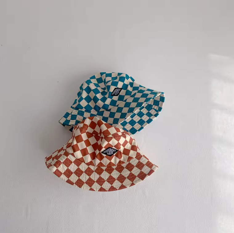 Unisex Checkered Bucket Hat 51cm Circumference Trendy Style Hat