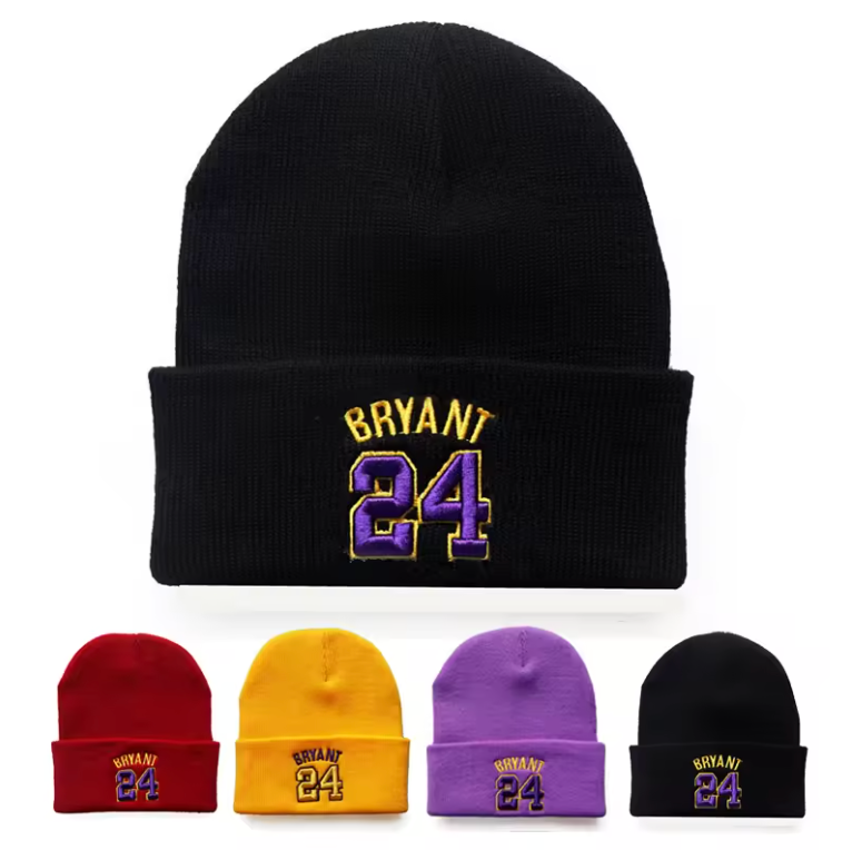 Unisex Beanies NBA Winter Fall Fashion Retro Cotton Beanies Black Purple Red