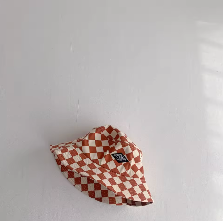 Unisex Checkered Bucket Hat 51cm Circumference Trendy Style Hat