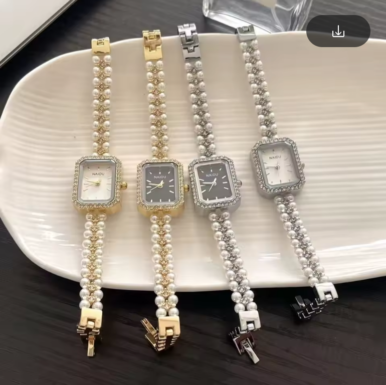 Womens Pearl Quartz Watch Classic Fashion Solid Color 20cm Length Watch
