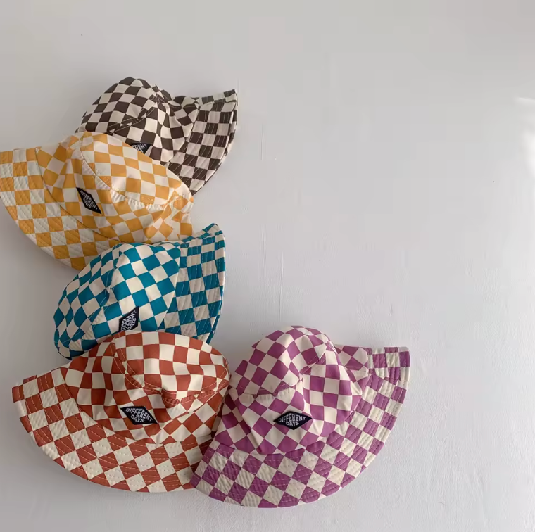 Unisex Checkered Bucket Hat 51cm Circumference Trendy Style Hat