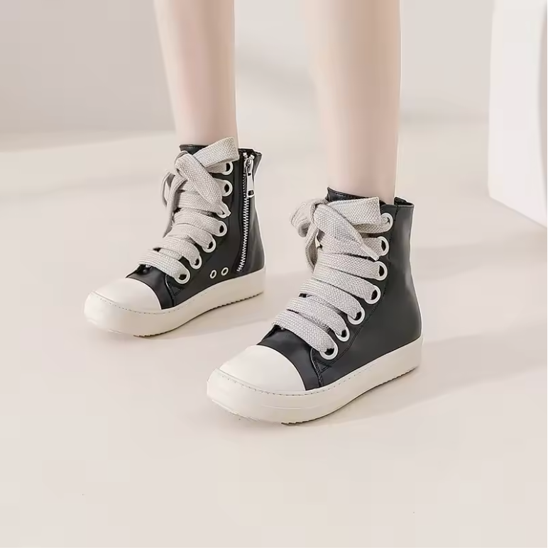 Womens Wide Lace Boots With Size Zipper And Water Resistant Premium Material
