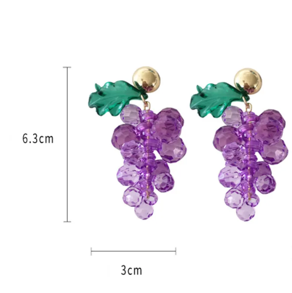 Dangling Grape Earrings Purple Fruite Festive And Creative Earring Pair