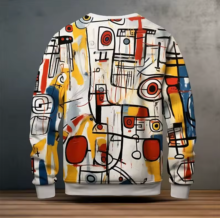 Abstract Art Designed Long Sleeve Sweater T-Shirt Unique Patterened Fashion