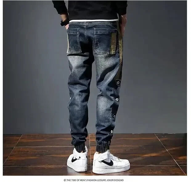 Mens Jeans Button Up Premium Denim Streetwear Fashioned Cuffed Ankle Pants