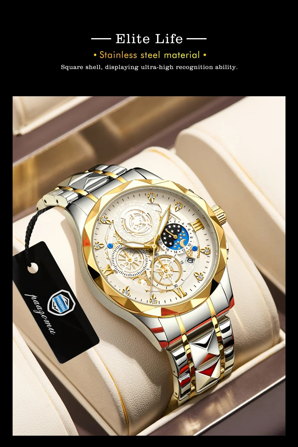 Mens Luxurious Waterproof Quartz Watch High End Steel Luminescent Fashion Piece