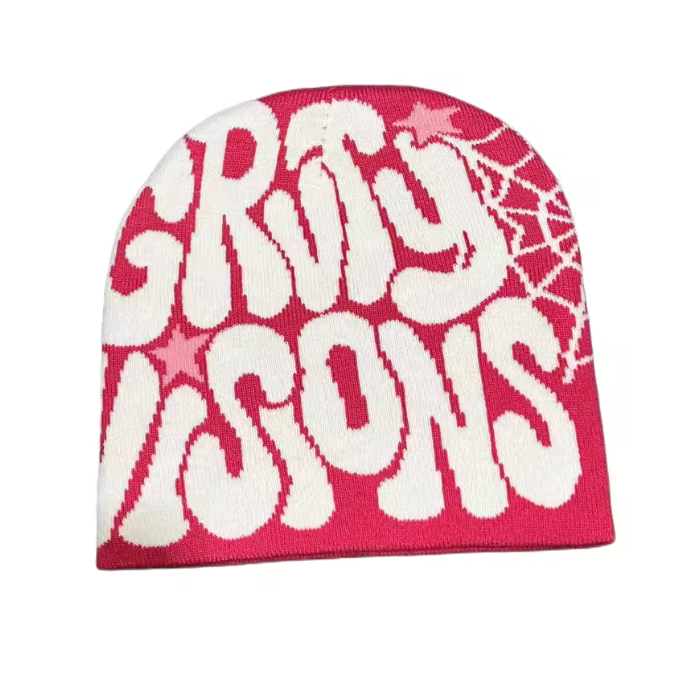 Spider Web Beanie Unisex All Season Trendy Fashion Bubble Letter Webbed Star Hat