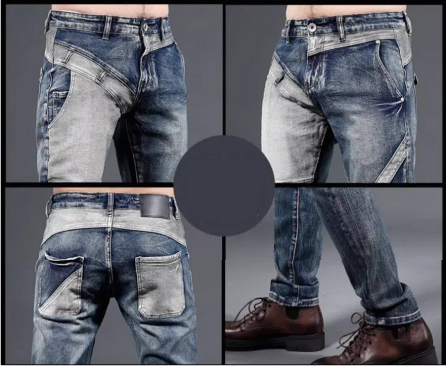 Mens Skinny Jeans Retro Theme Fashion Designed Patterned Denim Biker Style Jeans