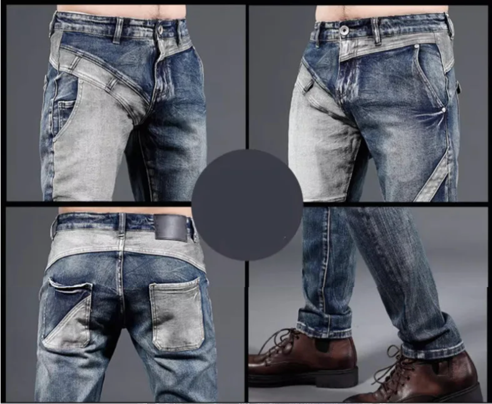 Mens Skinny Jeans Retro Theme Fashion Designed Patterned Denim Biker Style Jeans