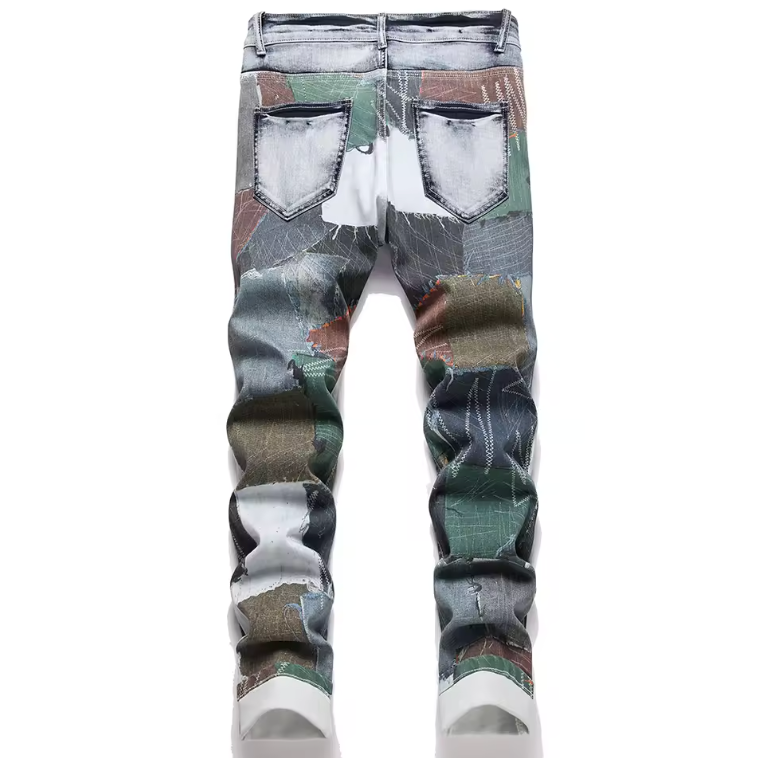 Mens Casual Multi Color Squar Pattern Classic Pants Slim Fit Luxury Style