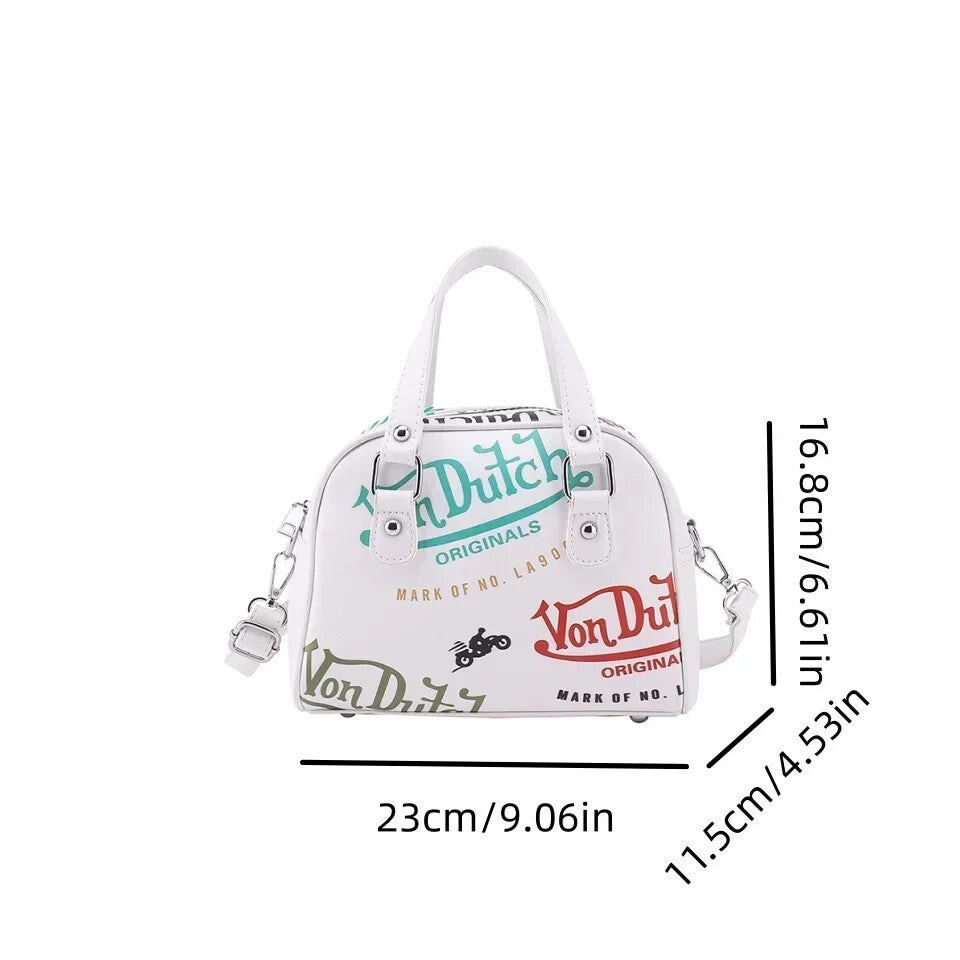 Von Dutch Designer Fashion Style Hand Bag Women Zipper Purse Shoulder Travel Bag