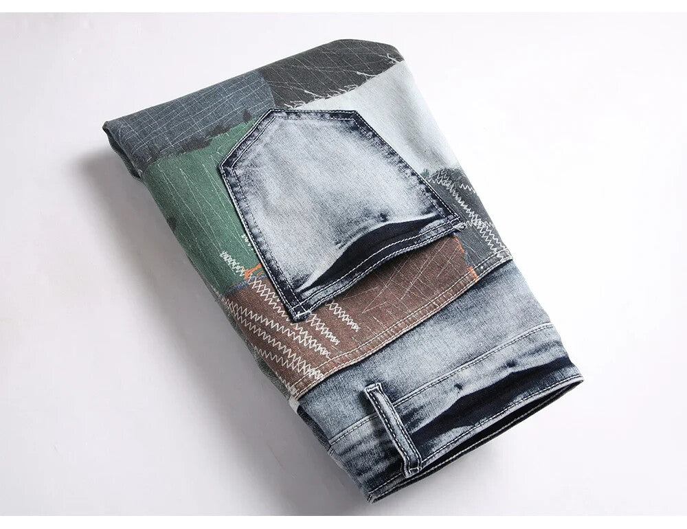 Mens Casual Multi Color Squar Pattern Classic Pants Slim Fit Luxury Style