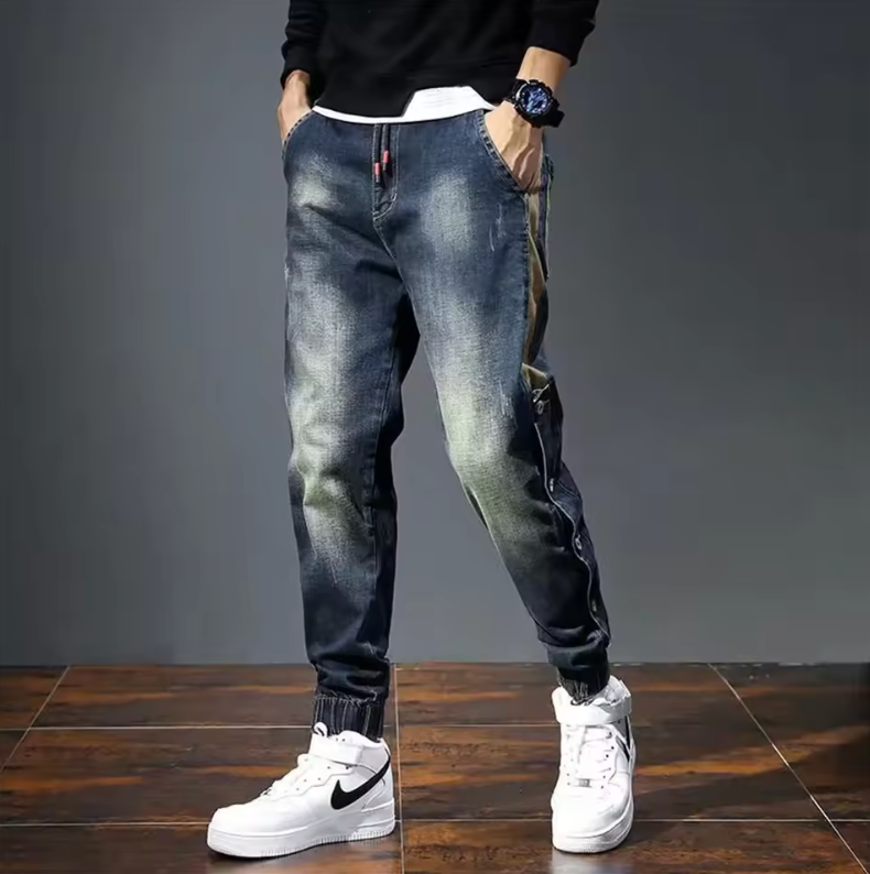Mens Jeans Button Up Premium Denim Streetwear Fashioned Cuffed Ankle Pants