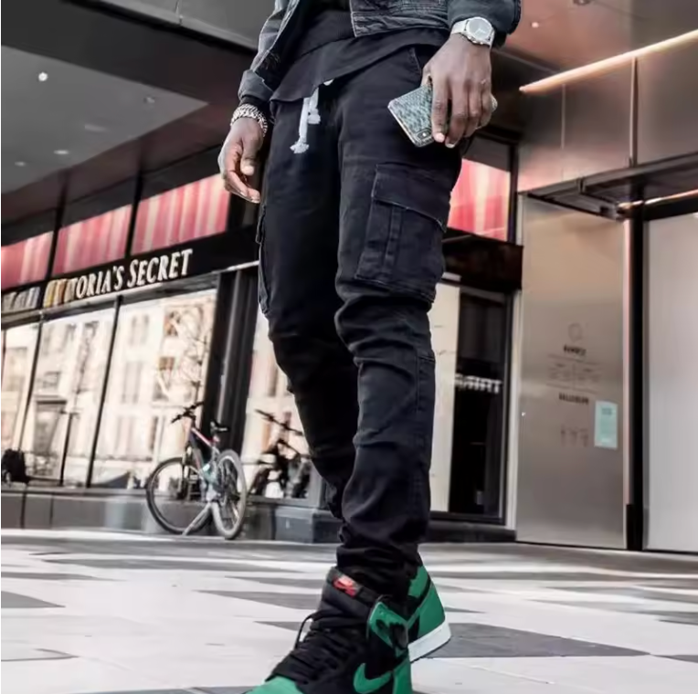 Mens Slim Fit Retro Streetwear Denim Jeans Stretchy Fit Casual Fashion Pants