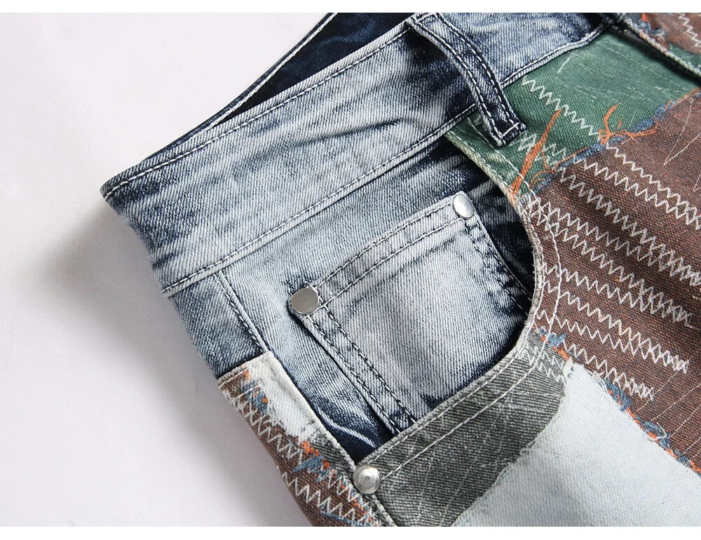 Mens Casual Multi Color Squar Pattern Classic Pants Slim Fit Luxury Style