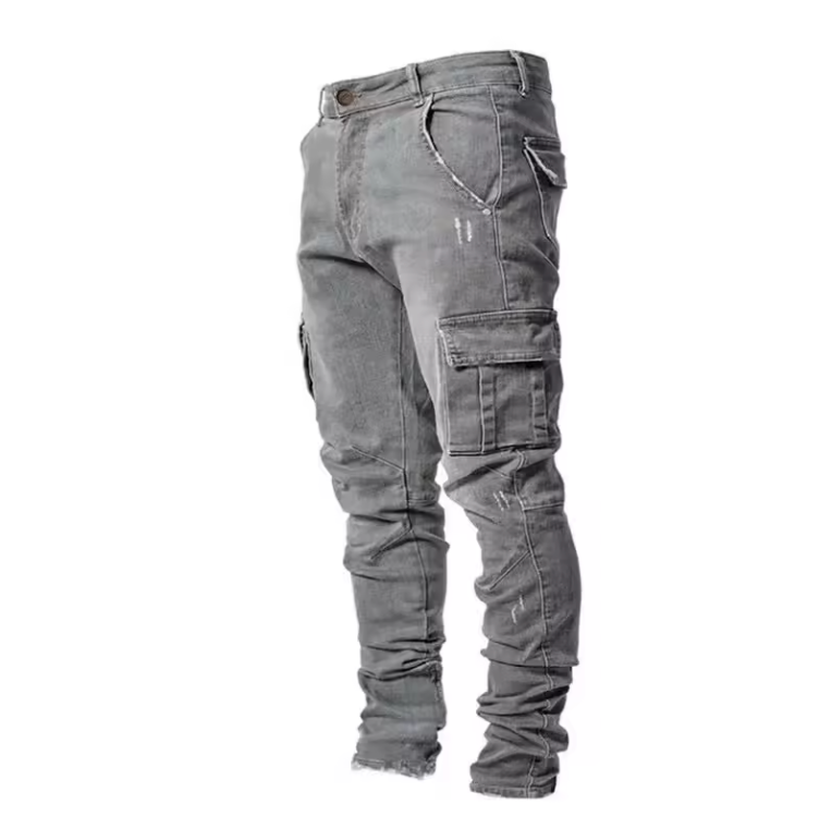 Mens Slim Fit Retro Streetwear Denim Jeans Stretchy Fit Casual Fashion Pants