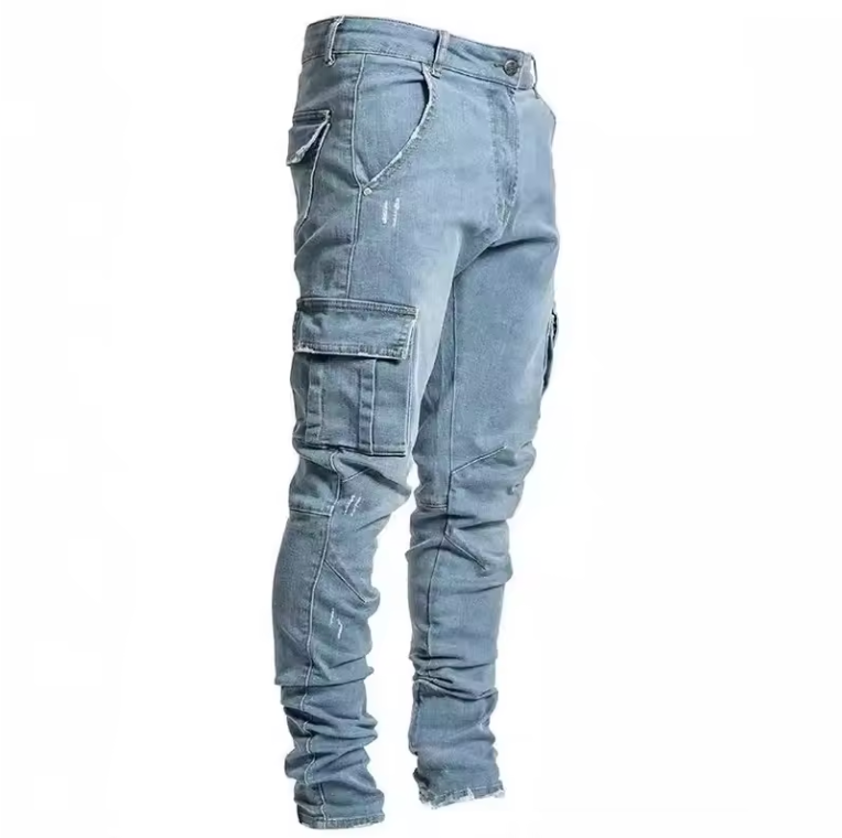 Mens Slim Fit Retro Streetwear Denim Jeans Stretchy Fit Casual Fashion Pants