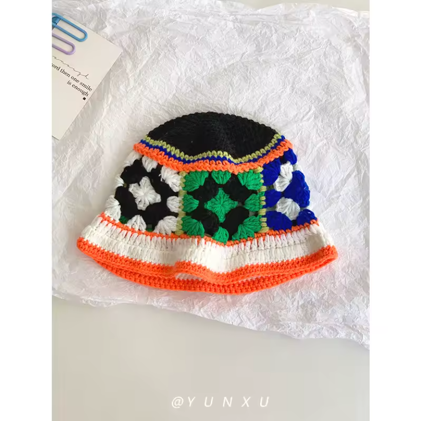 Old Fashioned Knitted Creative Colorful Designed All Season Womens Bucket Hat