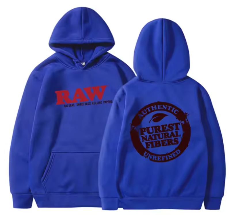 RAW Hoodie Unisex Pullover Draw String Sweat Shirt Raw Natural Logo