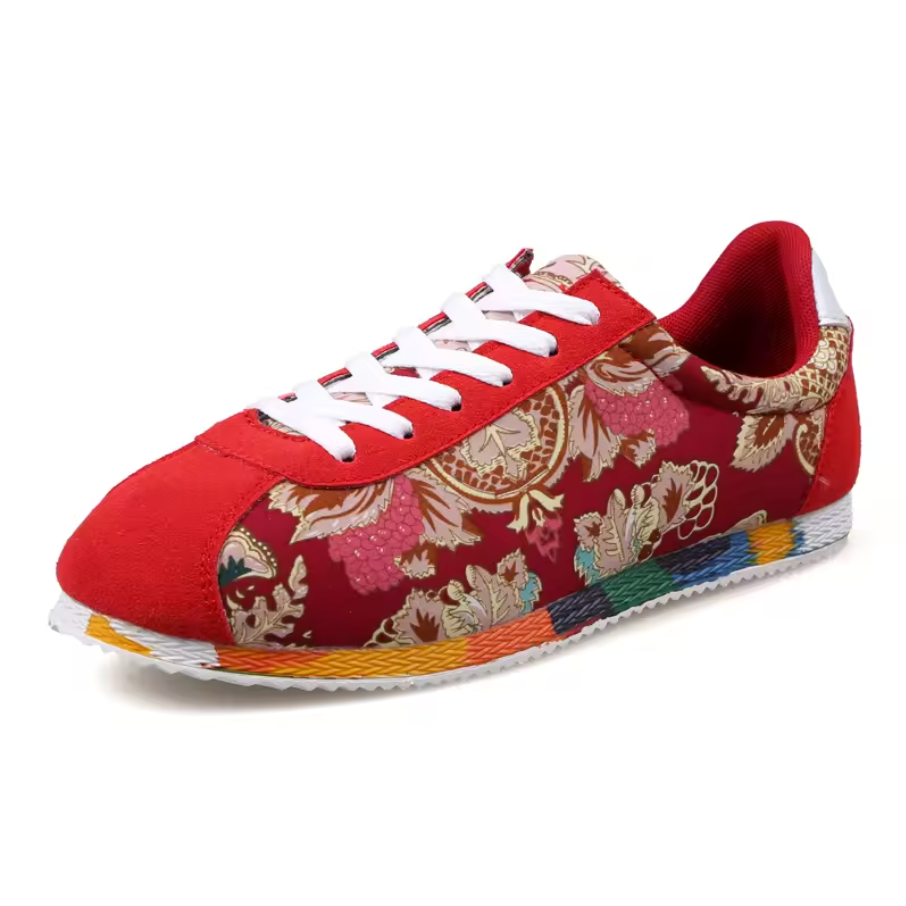 Unique Design Casual Floral Pattern Mens Flat Low Top Shoes