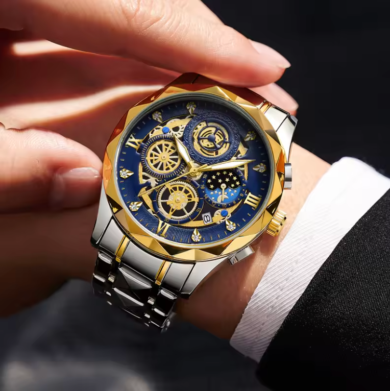 Mens Luxurious Waterproof Quartz Watch High End Steel Luminescent Fashion Piece