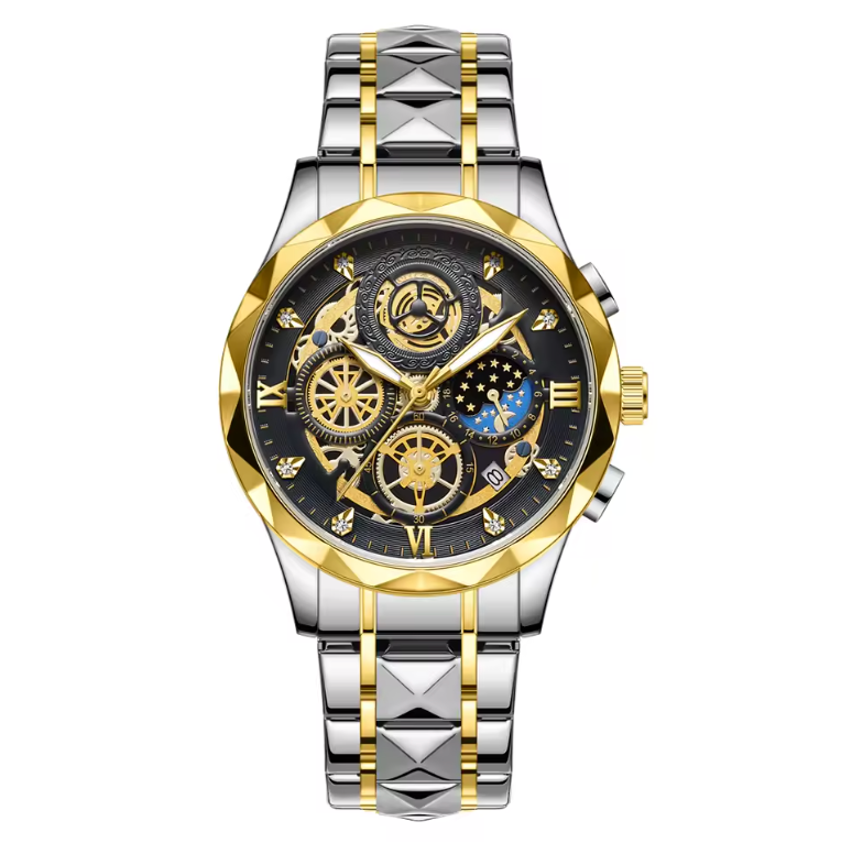 Mens Luxurious Waterproof Quartz Watch High End Steel Luminescent Fashion Piece