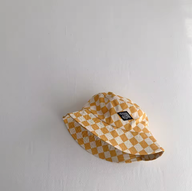 Unisex Checkered Bucket Hat 51cm Circumference Trendy Style Hat