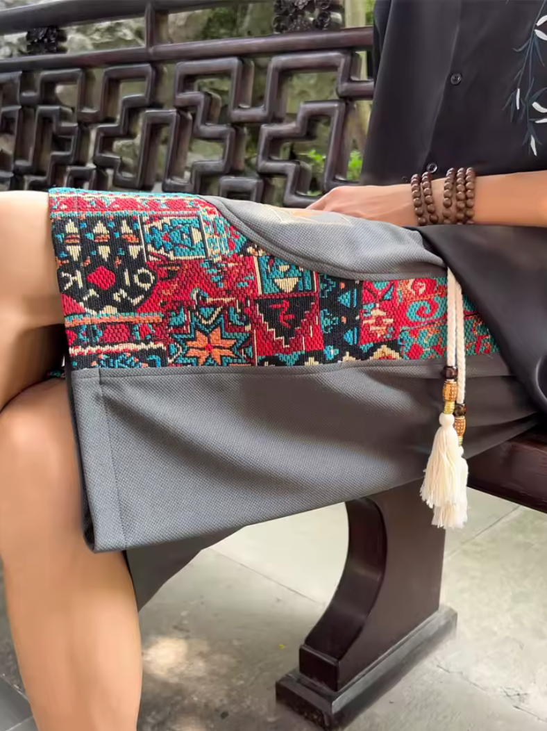 Unique Style Print Casual Shorts Draw String Artistic Fashion